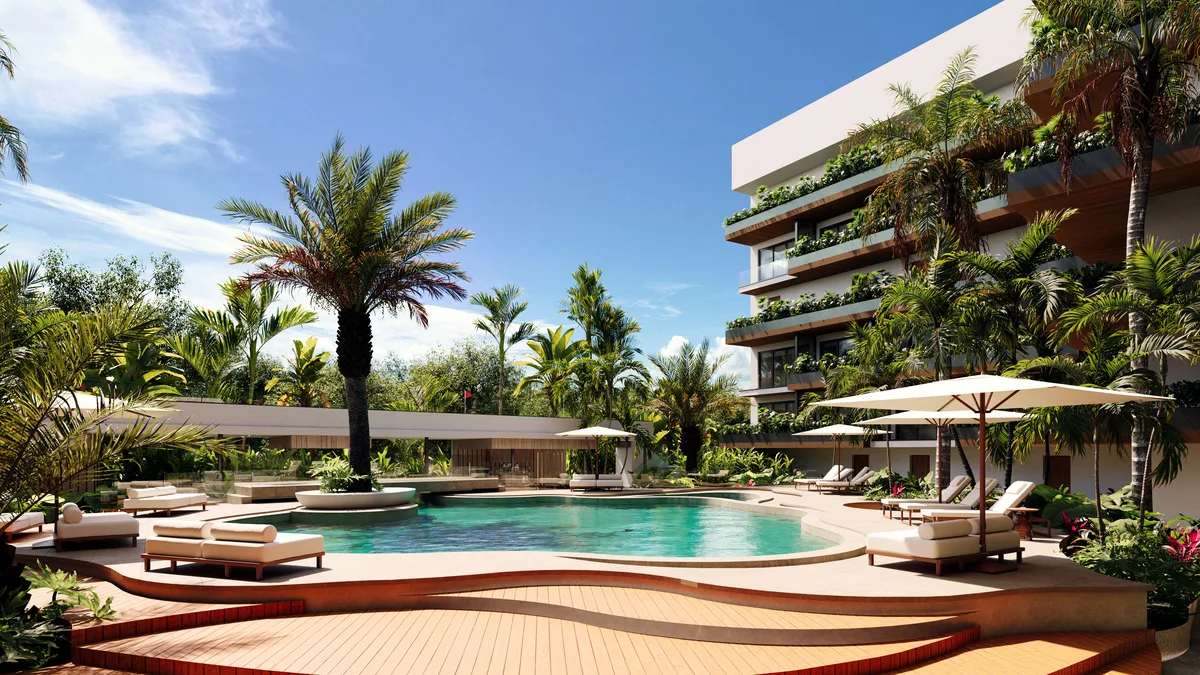Piscina estilo resort en Galia