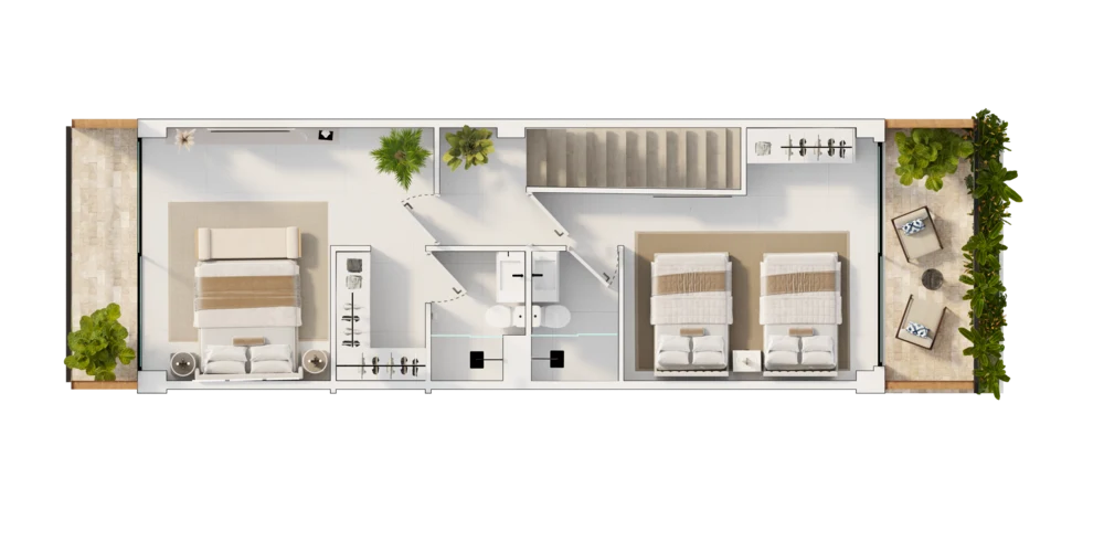 Planta arquitectónica del nivel 2 — dúplex de 1 habitación